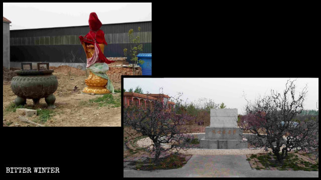 La statue de Guanyin du Jardin de la peinture et de la calligraphie de Cihang, dans la ville de Laoling, a été enlevée.