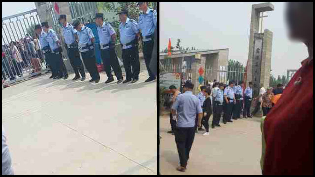 Des agents de police postés à l’entrée du lieu de pèlerinage.