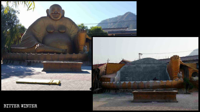 Le bouddha Amitabha qui se trouve dans un temple du mont Jingzhong a été démoli.