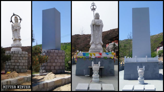 Les statues bouddhistes dans le temple de Cihang ont été recouvertes.