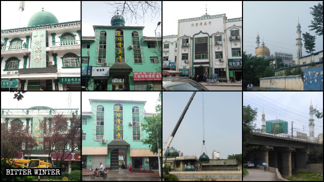 Les dômes ont été détruits sur plusieurs mosquées dans le district hui de Chanhe à Luoyang.