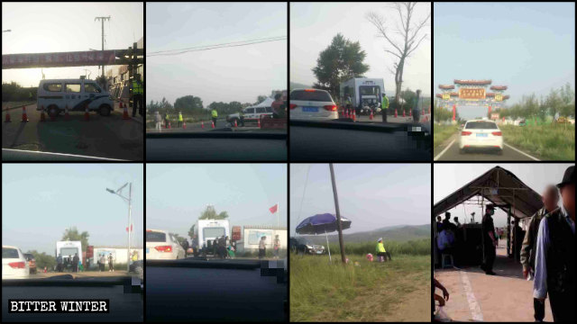 La police a mis en place des postes de contrôle sur la route menant au lieu de pèlerinage sur le mont Mozi.