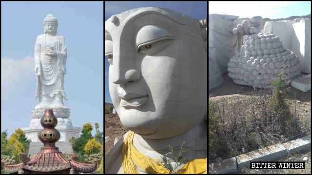 La statue du Bouddha Shakyamuni a été démantelée dans un cimetière de la ville d’Ulanqab en Mongolie-Intérieure.