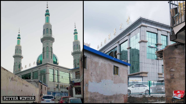 Les symboles islamiques ont été retirés de la mosquée de Jiulong Road dans le district de Yuanzhou, à Guyuan.