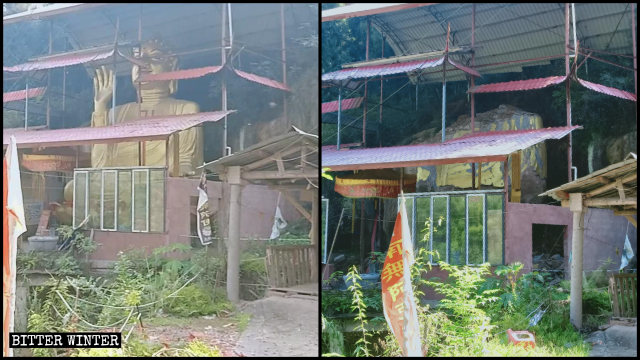 Une statue bouddhiste haute de 8 mètres au temple de Longquan dans la commune de Dade a été démolie.